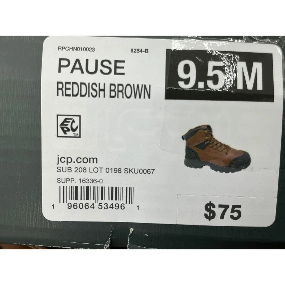 Nevados Pause Work Boots Mens 9.5 Brown New Steel Toe Safety Shoes RPCHN010023